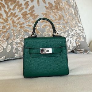 Green Micro Mini Bag Silver Hardware Crossbody